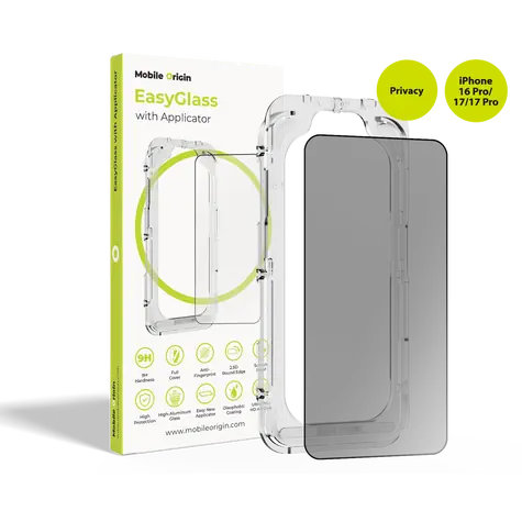 Mobile Origin EasyGlass Privacy Ochranné sklo s aplikátorem pro Apple iPhone 16 Pro & 17 & 17 Pro