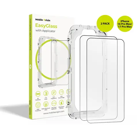Mobile Origin EasyGlass Ochranné sklo EasyGlass s aplikátorem pro Apple iPhone 16 Pro Max & 17 Pro Max / 2ks