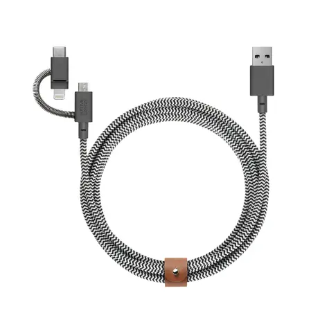 Native Union Belt Cable Universal USB-A - USB-C + Micro USB + Lightning 2m zebra