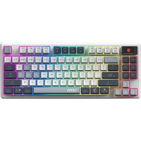 MSI FORGE GK600 TKL Sky šedá / Bezdrátová herní klávesnice / mechanická / 2.4GHz / BT / USB-C / RGB / display / CZ Layou