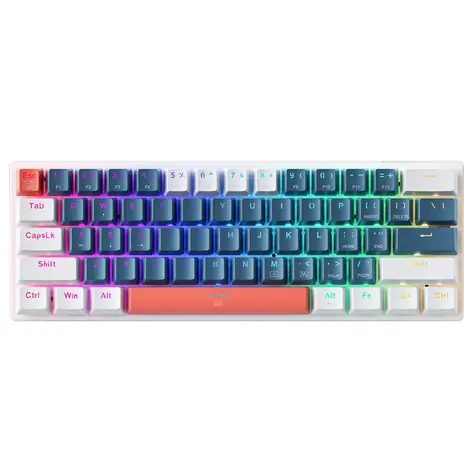 Machenike K500-B61 bílo-modrá / mechanická herní klávesnice / USB / RGB / Blue Switch / 1.6m