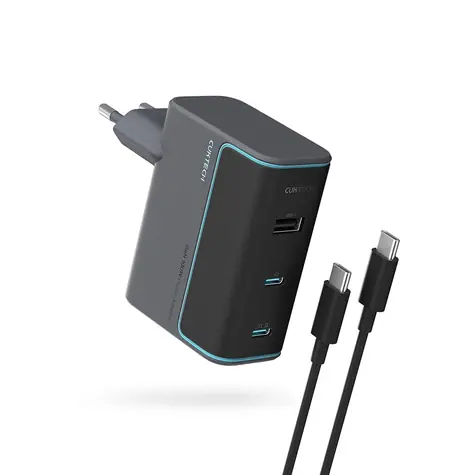 Cuktech CUKAD1003EUG 100W GaN nabíječka s USB-C kabelem šedá / 2x USB-C / USB-A
