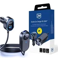 3mk Double Car Charger 135W černošedivá / autonabíječka / PD / QC / PPS / USB 2xA + 4xC 