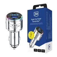 3mk Hyper Car Power Transmitter 48W stříbrná / Autonabíječka + FM vysílač / QC / PD / PPS / USB 1xC+1xA