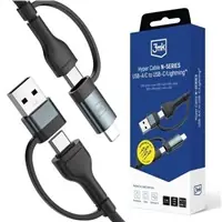 3mk Hyper kabel N-SERIES 2 v 2 USB-A/USB-C - USB-C/Lightning 1.2m 9V/2A 60W černá