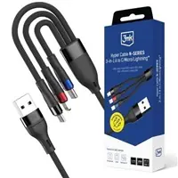 3mk Hyper kabel N-SERIES USB-A na USB-C/Lightning/Micro 1.2m 9V/2A 18W QC3.0 černá