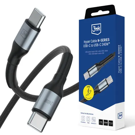 3mk Hyper kabel N-SERIES USB-C na USB-C 2m 48V/5A 240W černá