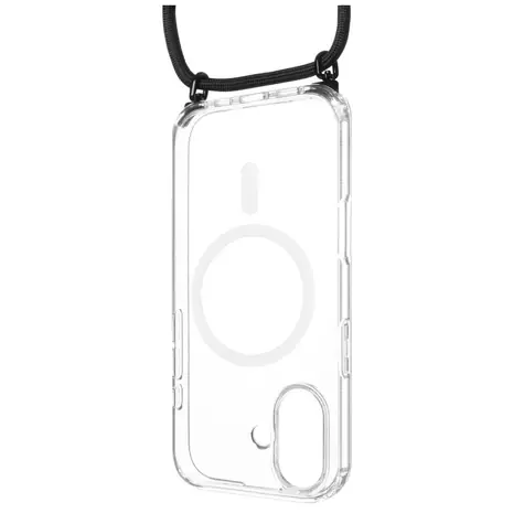 Rozbaleno - FIXED Pouzdro MagPure Neck s černou šňůrkou na krk pro Apple iPhone 17 / rozbaleno