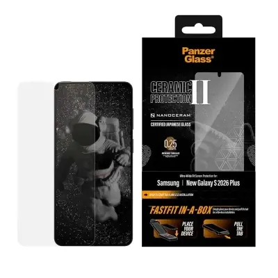 PanzerGlass Ceramic II Samsung Galaxy S26+ s bezprašným instalačním boxem