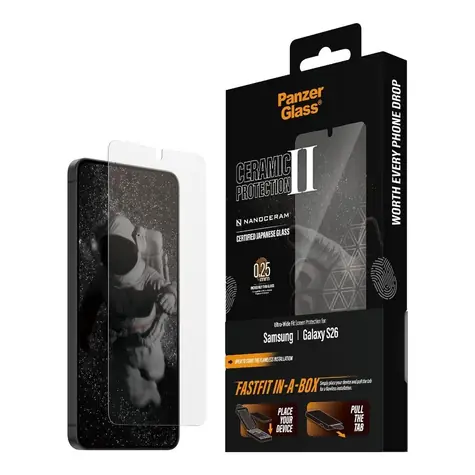PanzerGlass Ceramic II Samsung Galaxy S26 s bezprašným instalačním boxem