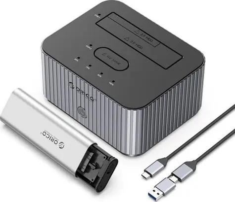Orico IT28E-C Dokovací stanice šedá / pro 2 pevné disky / USB-C / kabel USB-C/USB-A - USB-C