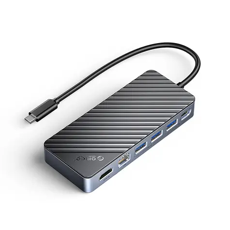 Orico OM28PR-G2 Dokovací stanice USB-C černá / 2x USB-C + 3x USB-A + 1x HDMI + 1x LAN