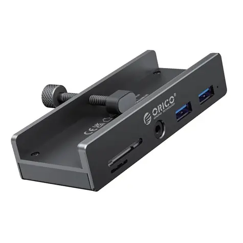Orico MH5PMM USB HUB s upínacím držákem černá / 2x USB-A + SD/TF + 3.5mm jack