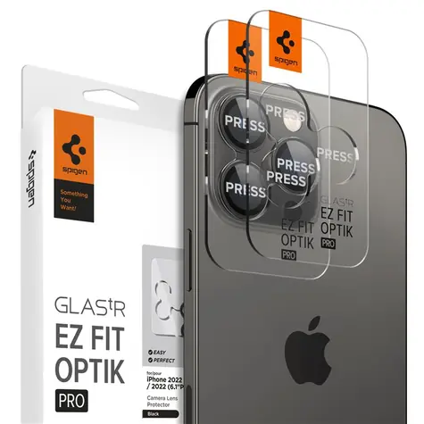 Rozbaleno - Spigen Glass EZ Fit Optik Pro ochranné sklo fotoaparátu pro Apple iPhone 16/15/14 Pro & 16/15/14 Pro Max 2ks / rozbaleno