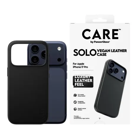 PanzerGlass CARE kryt Apple iPhone 17 Pro SOLO MagSafe černá veganská kůže