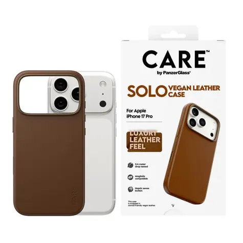PanzerGlass CARE kryt Apple iPhone 17 Pro SOLO MagSafe hnědá veganská kůže