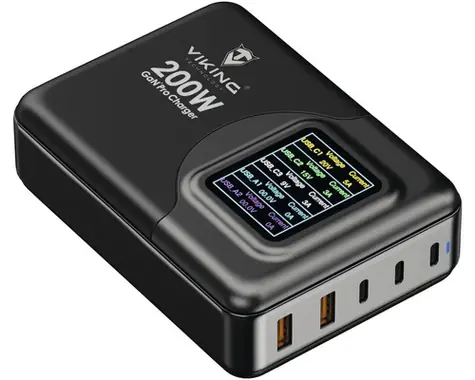 Viking nabíječka USB GaN 200W PD Pro / 200W / 3x USB-C + 2x USB-A 