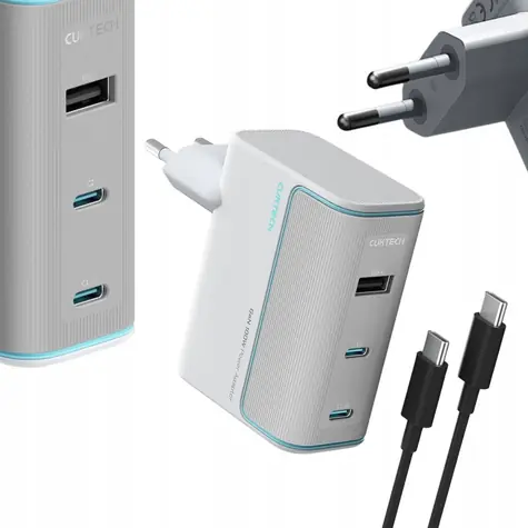 Cuktech AD1003EU 100W GaN nabíječka s kabelem bílá / 2x USB-C / USB-A