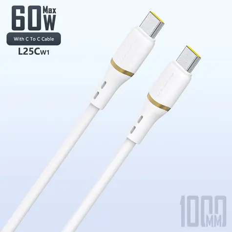Dudao Datový kabel L25C / USB-C / USB-C / 60W / 1 m / bílá