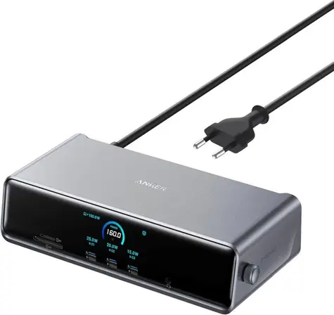 Anker Nano Dokovací stanice 14v1 šedá / 140W / 3xUSB-C / 4xUSB-A / 2xHDMI / 1x DP / 1xRJ45 / MicroSD slot
