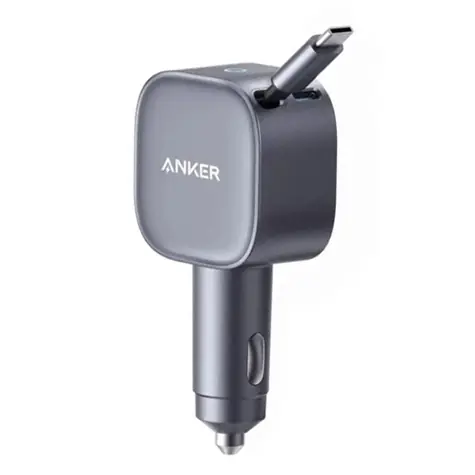 Anker Nano šedá / Nabíječka do auta / navíjecí kabel USB-C / 75W