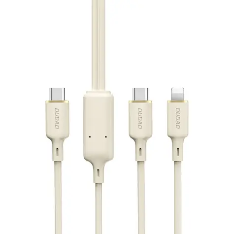 Dudao Datový kabel  L7SF 2v1 / USB-C / USB-C / Lightning 100W / 1.2 m / béžová