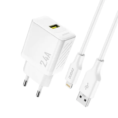 Dudao A23LEU síťová nabíječka s kabelem Lightning bílá / USB-A / 12W / 5V / 2.4A