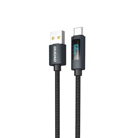 Dudao Datový kabel L7T / USB-A / USB-C / 66W / 1 m / LED displej / černá
