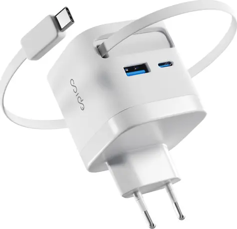 Epico UltraBoost EA65c GaN bílá / 65W / síťový adaptér / 2x USB-C / 1x USB-A