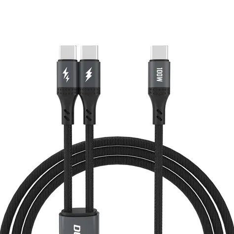 Dudao Datový kabel L3F 2v1 / USB-C / USB-C / 100W / 1.2 m / černá
