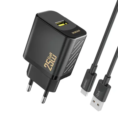 Dudao A27STEU síťová nabíječka s kabelem černá / USB-A / USB-C / 25W
