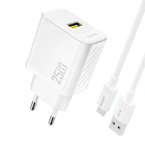 Dudao A27STEU síťová nabíječka s kabelem bílá / USB-A / USB-C / 25W