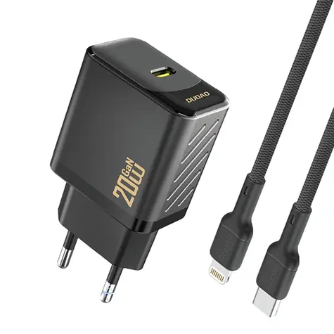 Dudao A26LEU síťová nabíječka s kabelem Lightning černá / USB-C / 20W 