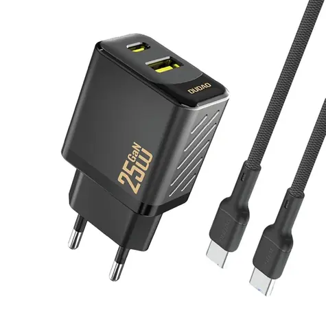 Dudao A26TCEU síťová nabíječka s kabelem černá / USB-A / USB-C / 25W