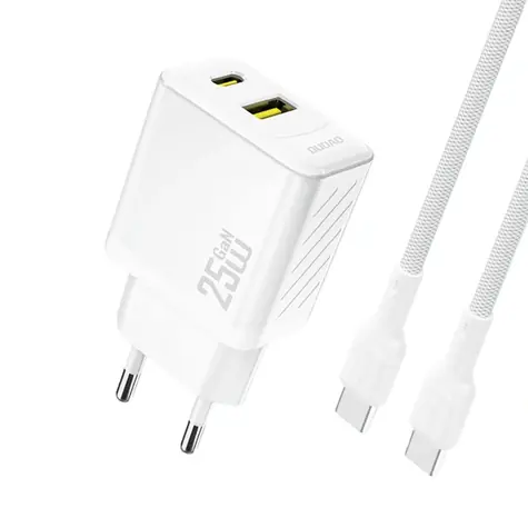 Dudao A26TCEU síťová nabíječka s kabelem bílá / USB-A / USB-C / 25W