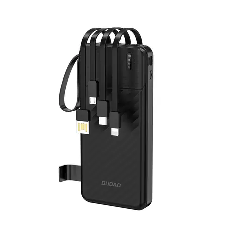 Dudao K11 10000mAh černá / Powerbanka / 64W / s vestavěnými kabely USB-A / USB-C / Lightning / Micro USB