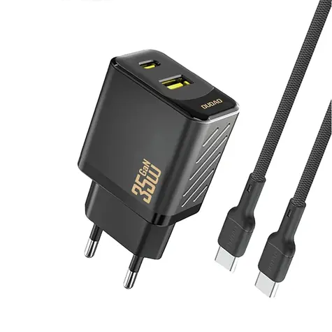 Dudao A27MaxCEU síťová nabíječka s kabelem černá / USB-A / USB-C / 35W
