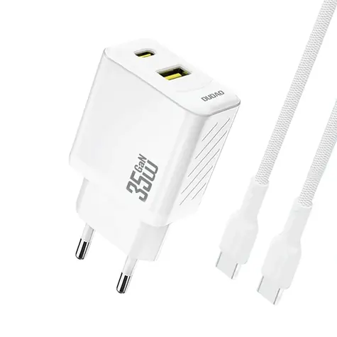 Dudao A27MaxCEU síťová nabíječka s kabelem bílá / USB-A / USB-C / 35W