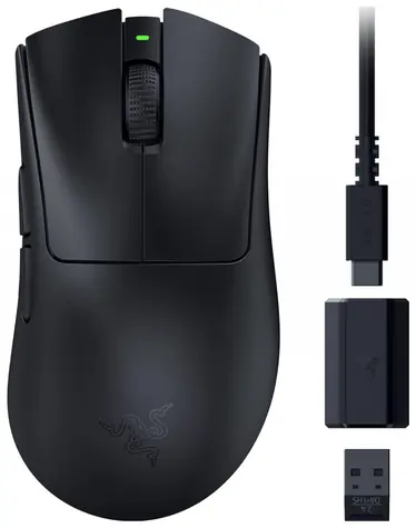 Rozbaleno - Razer DeathAdder V3 HyperSpeed černá / herní bezdrátová myš / 26000 DPI / 8 tlačítek / USB-C / 2.4GHz / rozbaleno