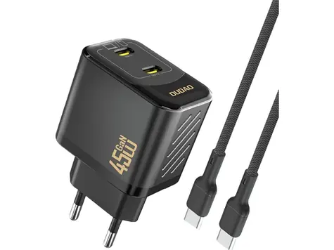Dudao A28PCEU síťová nabíječka s kabelem černá / 2x USB-C / 45W