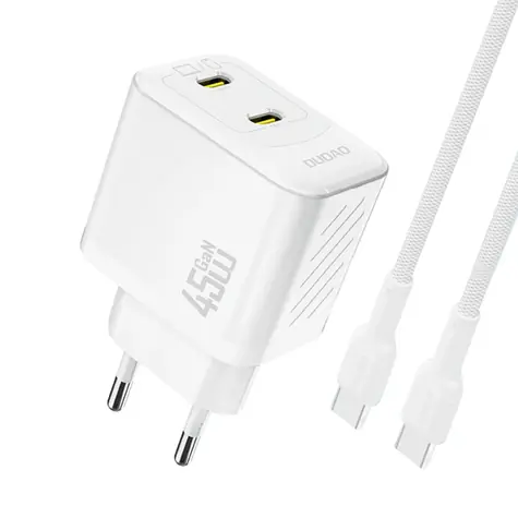 Dudao A28PCEU síťová nabíječka s kabelem bílá / 2x USB-C / 45W