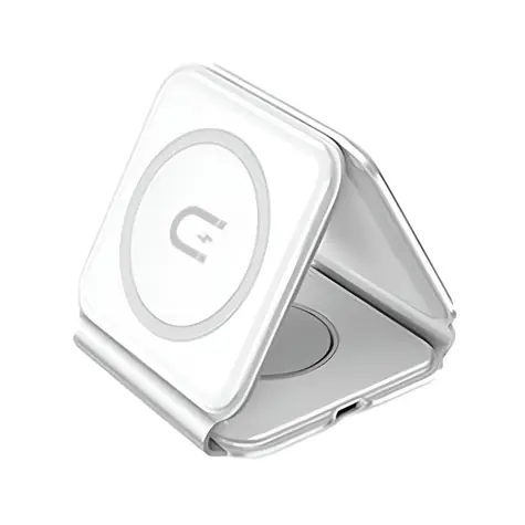Dudao A11N 3v1 / Bezdrátová indukční nabíječka s kabelem / USB-C / 15W / bílá