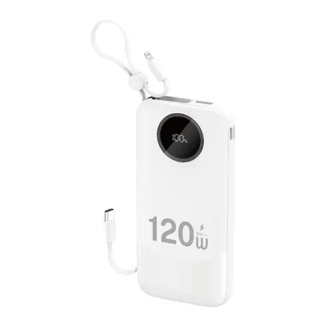 Dudao K13 10000mAh bílá / Powerbanka / s vestavěným kabelem