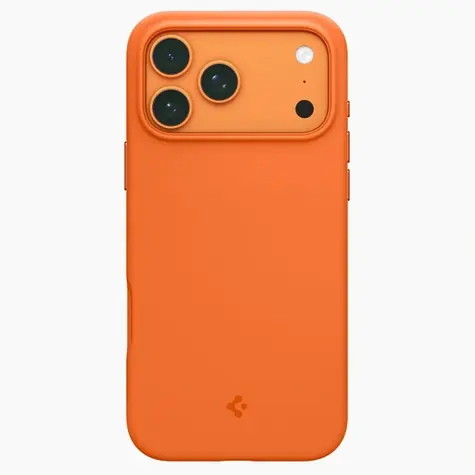 Spigen Silicone Fit MagSafe ochranný kryt pro Apple iPhone 17 Pro Max cosmic orange