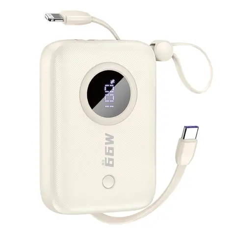 Dudao K14 10000mAh béžová / Powerbanka / s kabelem USB-C / Lightning