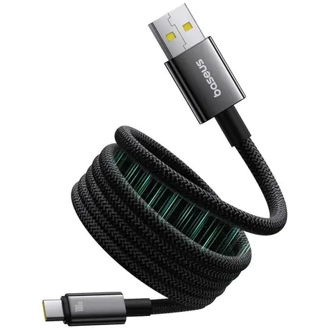 Rozbaleno - Baseus Tungsten (P10319805111-02) Magnetický nabíjecí kabel USB-A/USB-C 100W 1m černá / rozbaleno