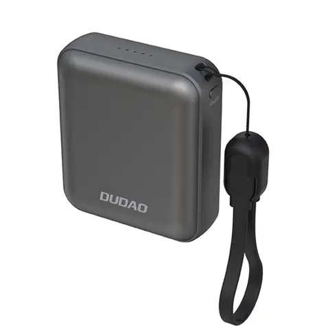 Dudao K22+ 10000mAh šedá / Mini Powerbanka / s přívěskem-kabelem / USB-C / 22.5W