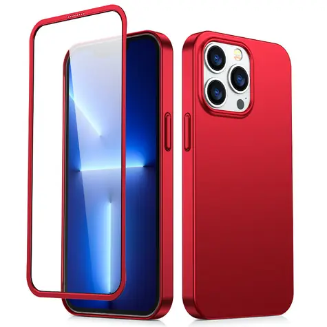 Joyroom JR-BP928 Zadní Kryt pro Apple iPhone 13 Pro Max + ochranná fólie z tvrzeného skla červená