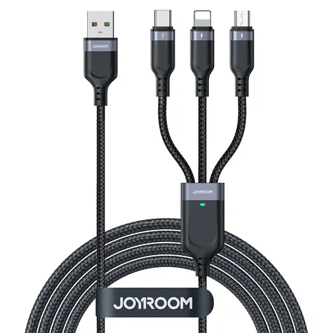 Joyroom Multi-Use Series S-A18 3in1 kabel USB-A - Lightning / USB-C / micro-USB 0.3m černá