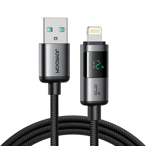 Joyroom S-A16 Pro Prism Series Nabíjecí kabel s displejem USB-A (M) - Lightning (M) 3A 1.2m černá